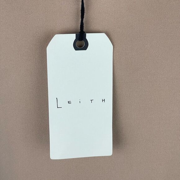 Leith V-Neck Shirred Rib Tan Taupe ultra Soft Body-con Dress Size : M NWT - Picture 4 of 8